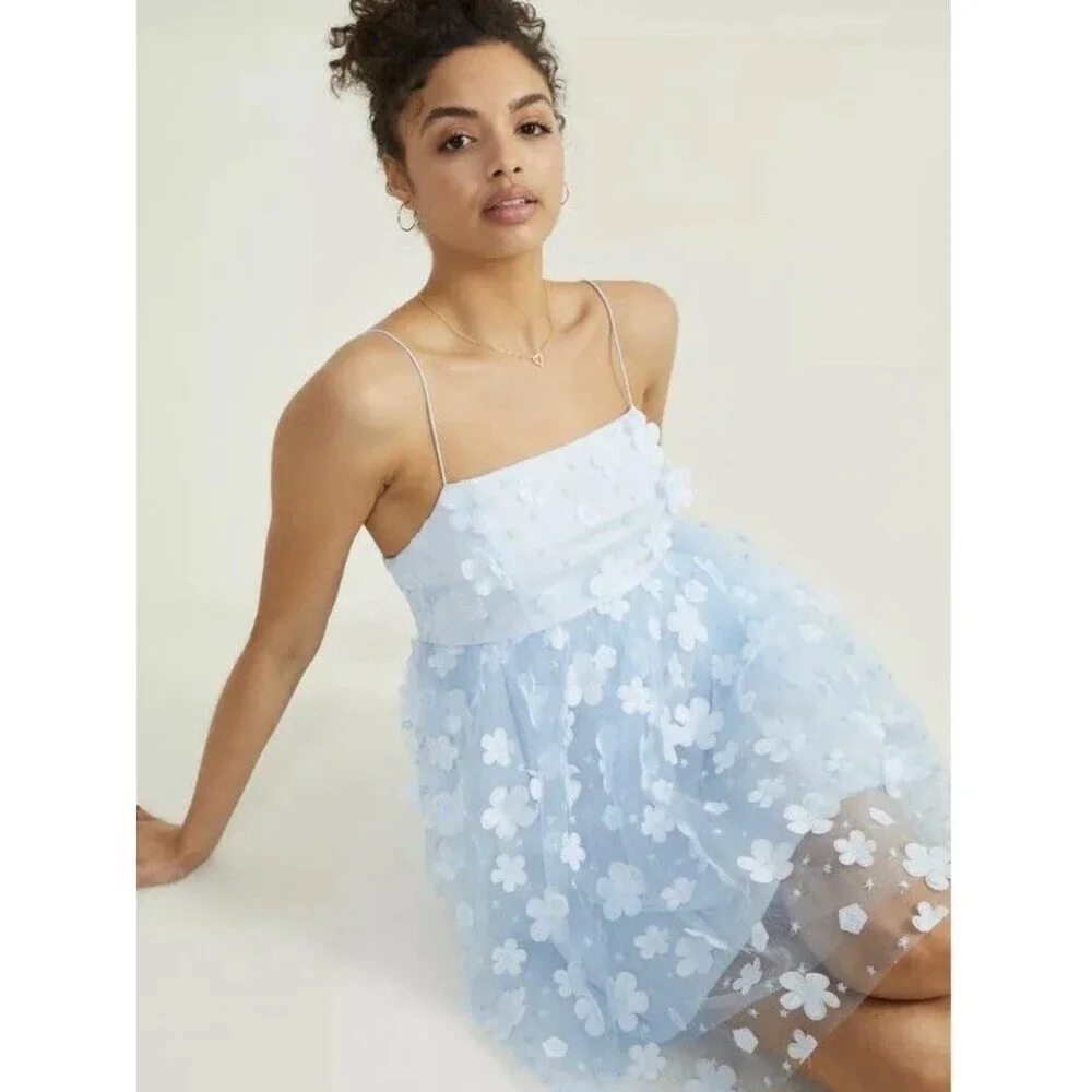 Altar'd State Aurora Floral Mesh Babydoll Dress grad party prom Embellished NWT - Picture 4 of 10